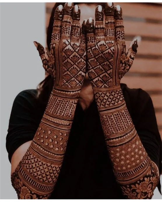 Flowing Symmetry On Cluster Modern Full Hand Mehndi Design